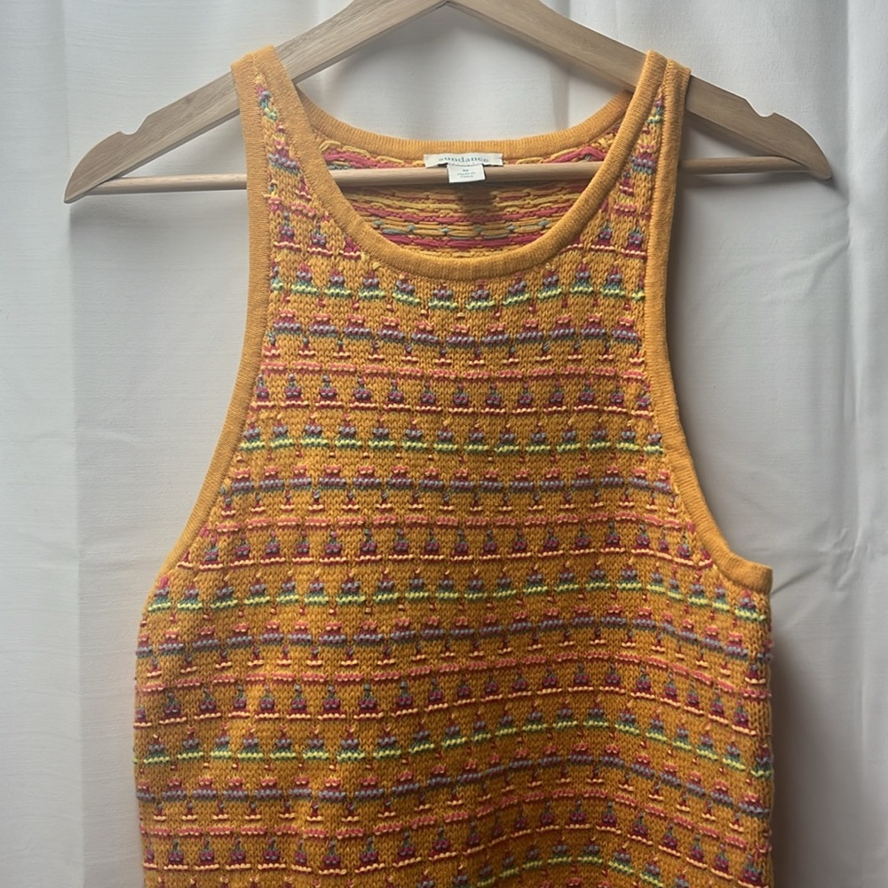 Sundance Orange Kitts Sleeveless Knit Geometric Sweater Tank- M - Picture 4 of 6